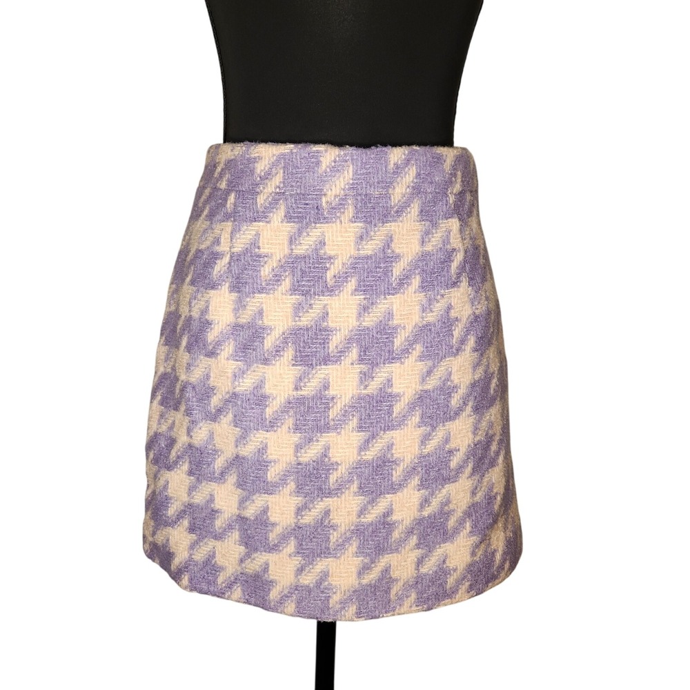 FOREVER 21 Skirt Womens Small Pink Purple Houndstooth Coquette Spring Fall